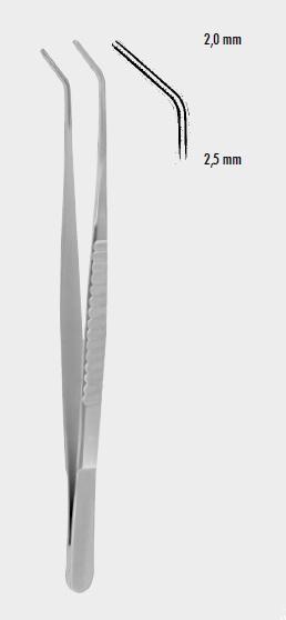 Атравматичний пінцет ДЕБЕЙКІ (DEBAKEY), 2,0/2,5 мм (mm), 16 см (cm). Бренд: Zepf (Зепф).